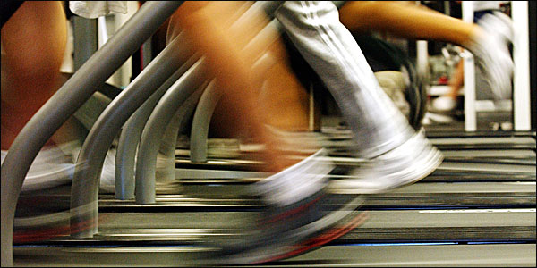 Feet on a running machine