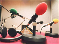 Microphones in a radio studio