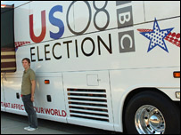 Jon Kelly with the BBC's bus