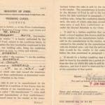 This is the licence required by the retailer to authorise the provision of a wedding cake during the time of rationing