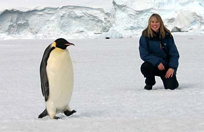 Gabrielle Walker and Emperor penguin