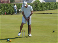Action from Jersey vs Ireland croquet