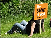 A volunteer takes a well earned rest