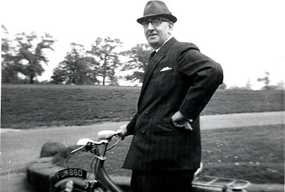Alfred Blades and his moped