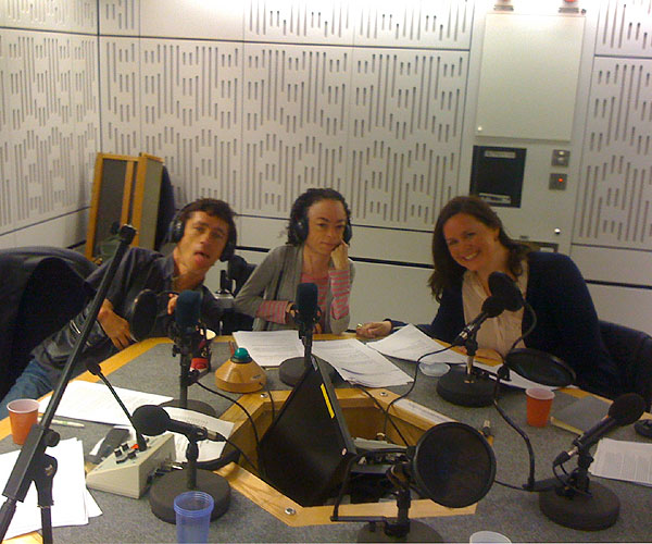 Mat Fraser, Liz Carr and Shannon Murray during the recording of the Ouch Talk Show.