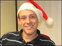 Andy in a santa hat