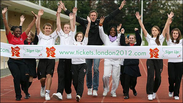Olympic swimmer Mark Foster and Olympic gold medalist Tessa Sanderson promote tickets for the 2012 Games