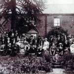 A family wedding picuture taken at Cooper House, Selside in 1921. The picture shows the monkey-puzzle trees that 'stood tall and majestic' before the bombing on 16 April 1941.