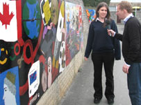 James Churchfield talks to one of the students