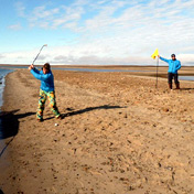Billy playing golf on Cornwall island