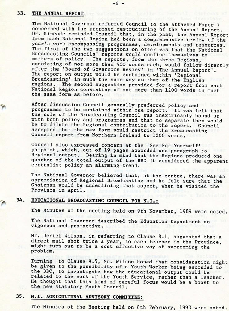 Broadcasting Council NI minutes 16th March 1990