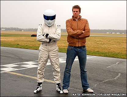 Jake with The Stig at Top Gear's test track