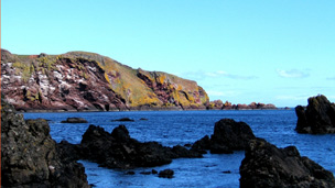 View from rocks across bay to St Abb's Head.