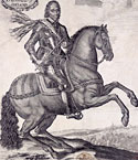Oliver Cromwell depicted on horseback, 1650