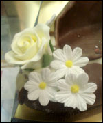 Tip of a chocolate shoe