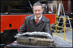 Stephen Allen with his sculpture of the Flying Scotsman.