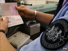 Authorities checking a passport