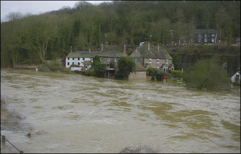 The high banks of the River Severn in Ironbridge.