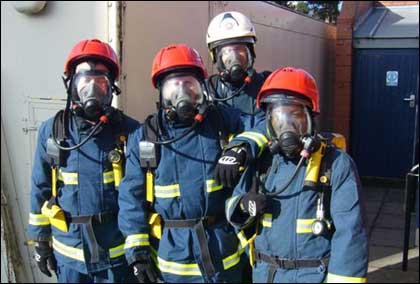 Howard Bentham and team in breathing apparatus