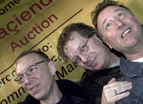Tony Wilson, Peter Hook and ** at the Hacienda auction 