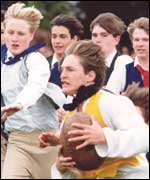 Re-enactment of William Webb Ellis� first Rugby game at Rugby School 