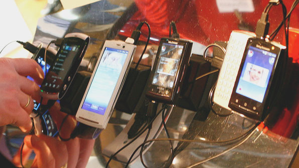 row of mobile phones