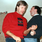 Air guitar - Denis and his friends share a rock 'n' roll moment when celebrating the birth of his first son, Stuart