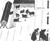 line drawing of farming scene