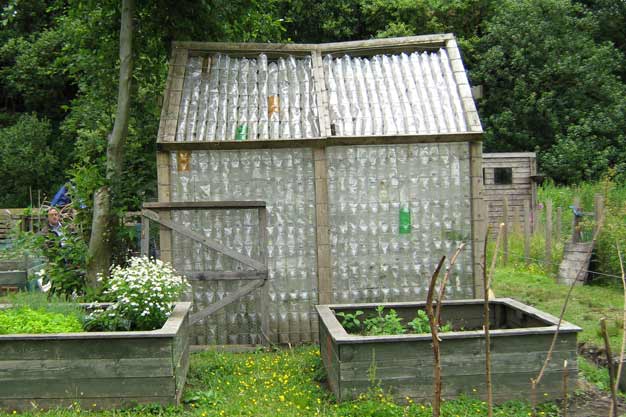 Greenhouse made from plastic bottles