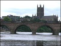 Worcester Cathedral viewed from the River Severn