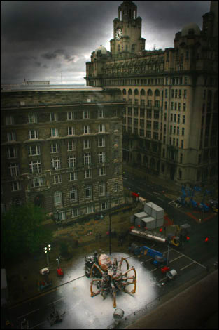 The spider sleeps outside the Cunard Building