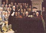 This oil painting by Karl Anton Hickel shows William Pitt addressing the House of Commons after the French declaration of war in 1793