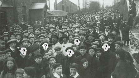 Image of crowds gathering in Tonypandy in 1910