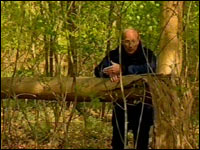 Reporter in the woods