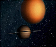 Saturn and one of it's moons