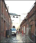 The railway slicing through