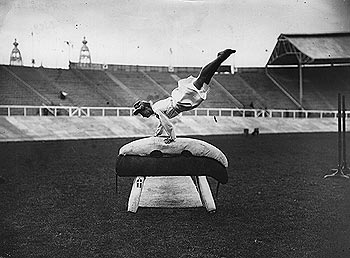 Danish lady gymnast practicing at the White City stadium