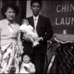 Frank and his family outside their Chinese laundry in Birkenhead. Their air raid shelter was the cellar of the local brewery