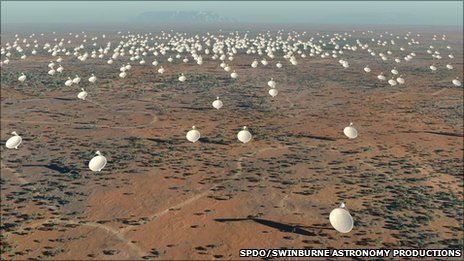 An artist's impression of telescope dishes at the heart of the network