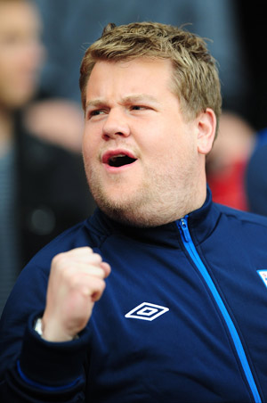 James Corden looking pleased