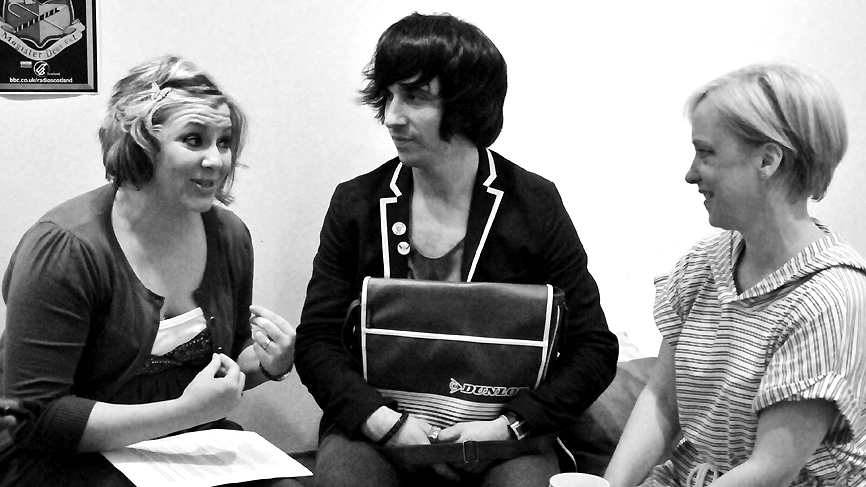 Julie Coombe, Russell Kane and Janice enjoying a pre-show blether backstage!