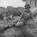 May Taking Five Minutes Outside the Blackrock cafe which was used as the canteen.