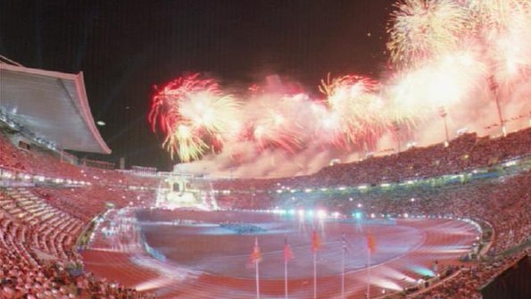 The closing ceremony of the Barcelona Olympics