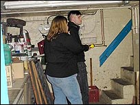 Emma and Jon in the cellar area
