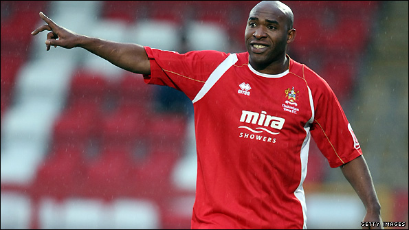 Barry Hayles in action for Cheltenham Town