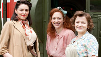 Land Girls Connie (Seline Hizli), Iris (Lou Broadbent) and Joyce (Becci Gemmell)