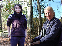 Volunteer warden Nina Brogli from Switzerland and Joy Chalk from Corfe Mullen who's a guide in the reserve. 