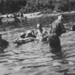 7th Battalion, Worcestershire Regiment, crossing river. Taken by Frederick Weedman 1944