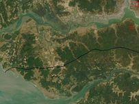 Arquipélago dos Bijagós, frente à foz do rio Geba, visto de satélite