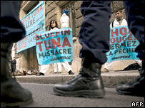 Protesters at meeting